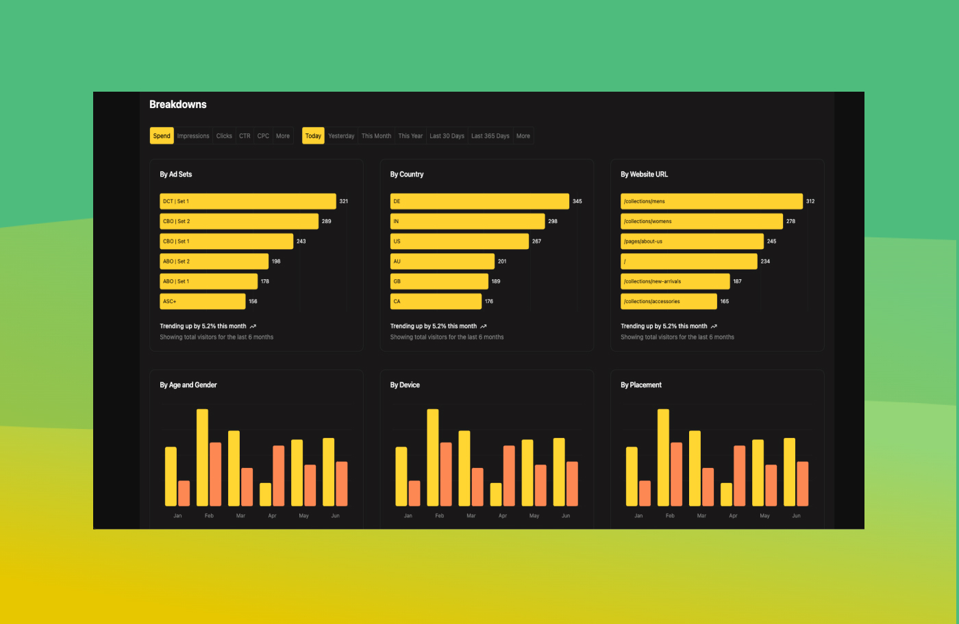 SellerFetch ecommerce analytics dashboard - Analyze feature for Shopify and Facebook Ads